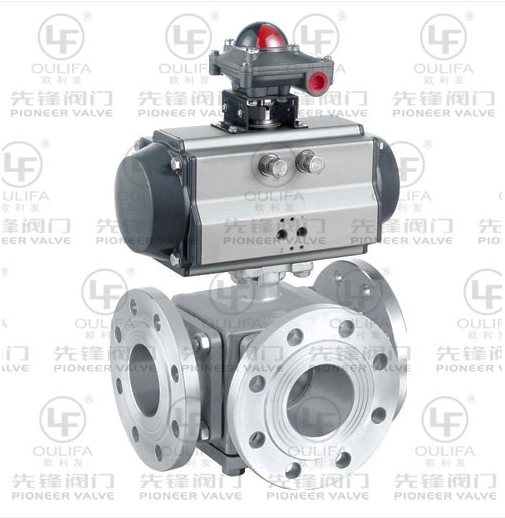 Port L atau Port T Katup Bola 3 Arah Bergelang Pneumatik