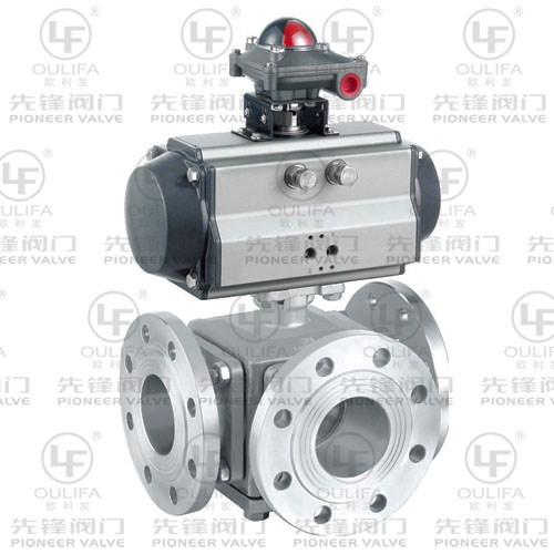 Pneumatic Flanged 3-Way Ball Valve Q648F